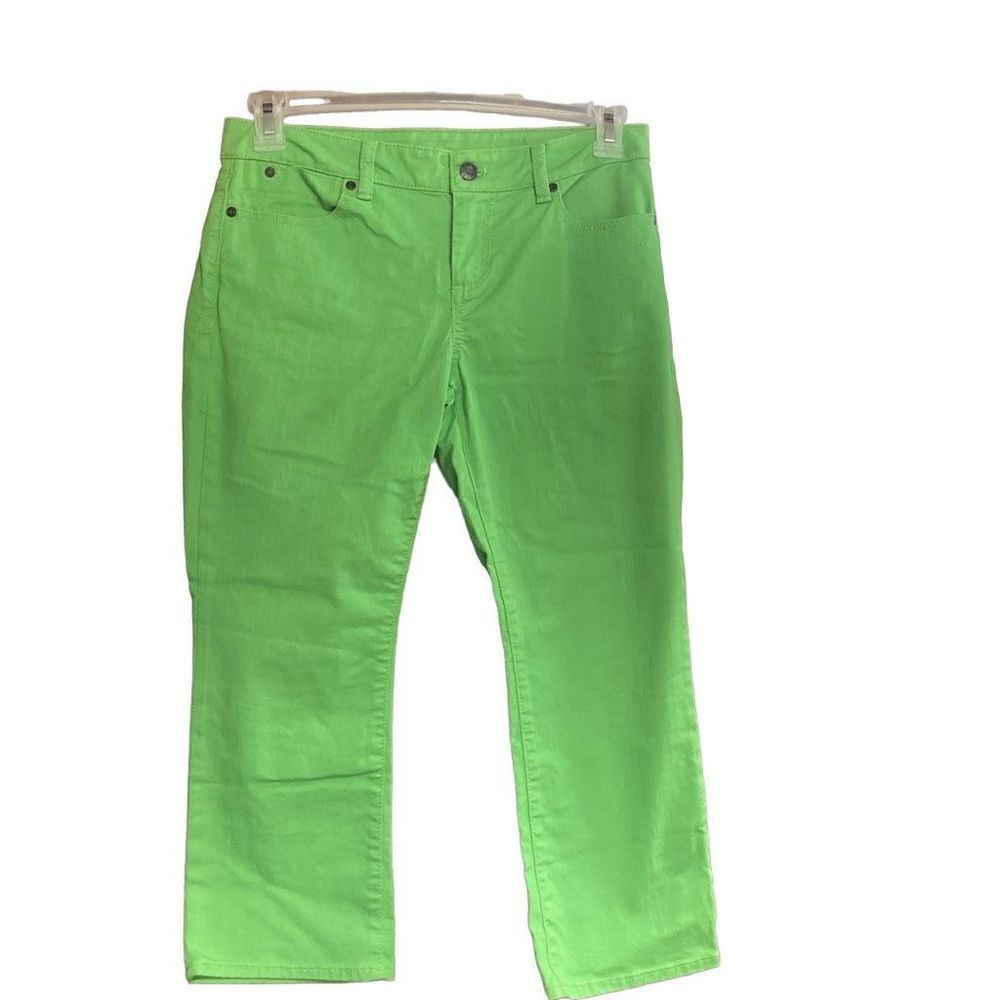 TALBOTS Women’s Cropped Capri Jeans Size 6P Inseam 21” Green‎ Signature Flare